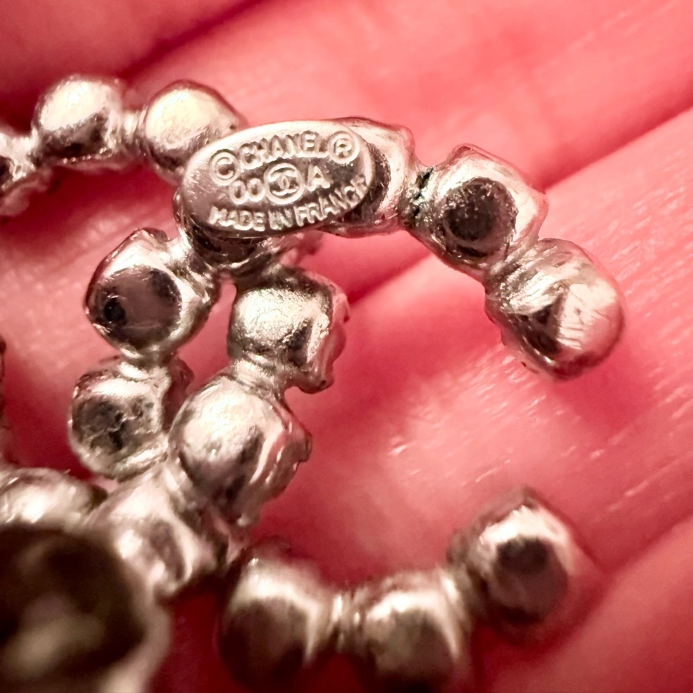 Chanel Large Silver Crystal CC Statement Earrings - Picture 7 of 11